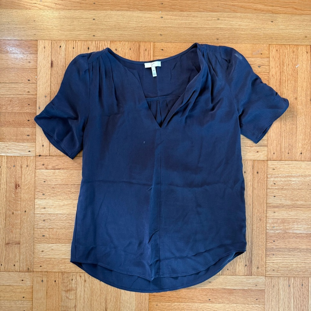 Navy Blue Silk Top
